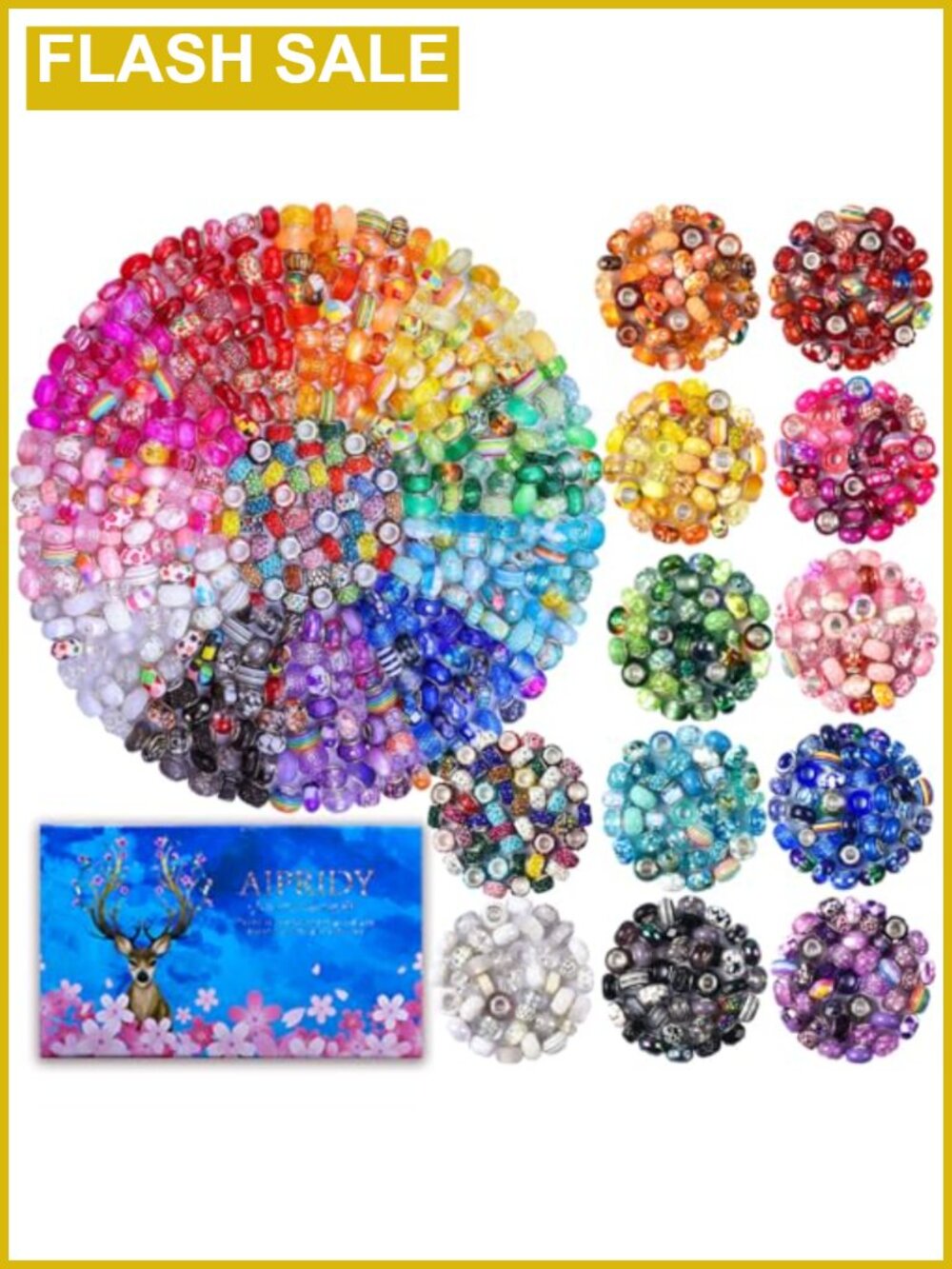 200pcs European Style Large Hole Spacer Beads DIY Charm Bracelet Jewelry Making